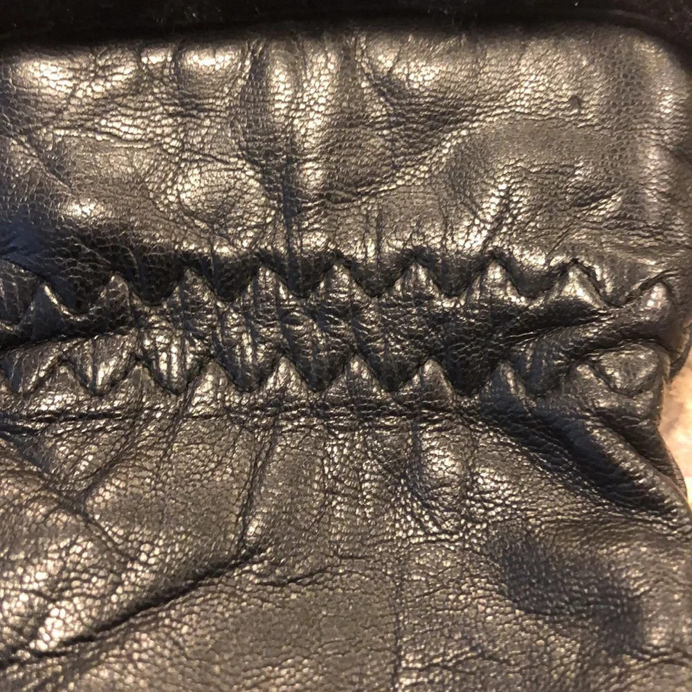 Vintage Fownes Black Leather Gloves Size 7 1/2